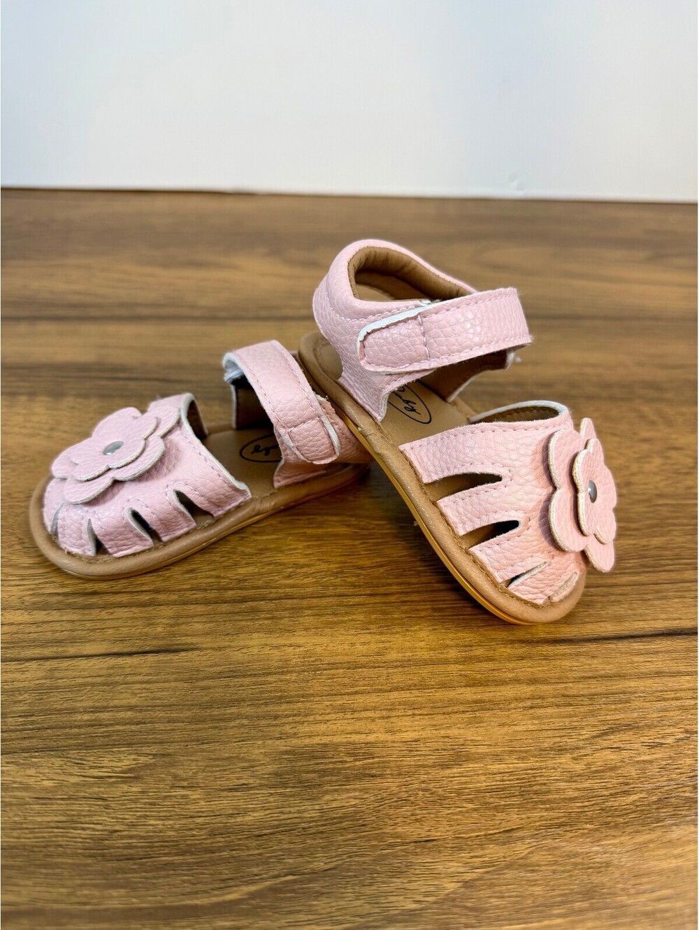 Baby Girl Pink Flower Sandals Size 120 12-18 Months Hook & Loop Toddler Shoes